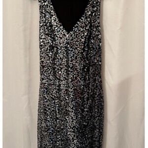 Jessica Simpson Black and Silver Sequin Backless Dress